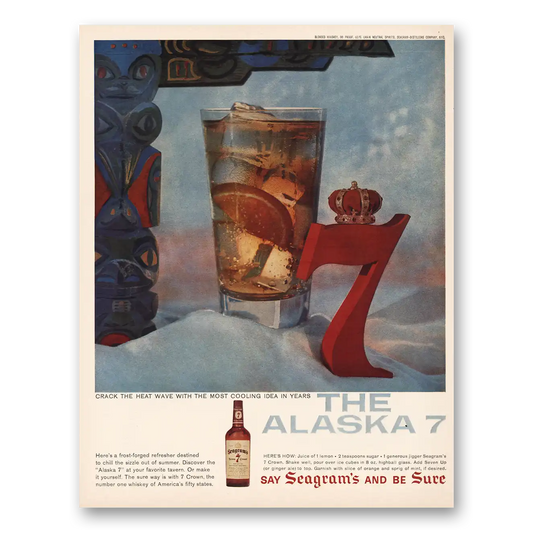 1959 Seagrams The Alaska 7 Vintage Magazine Print Ad