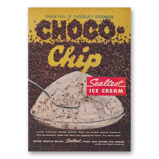 1959 Sealtest Choco Chip Ice Cream Chock Full of Chocolaty Goodness Vintage Magazine Print Ad