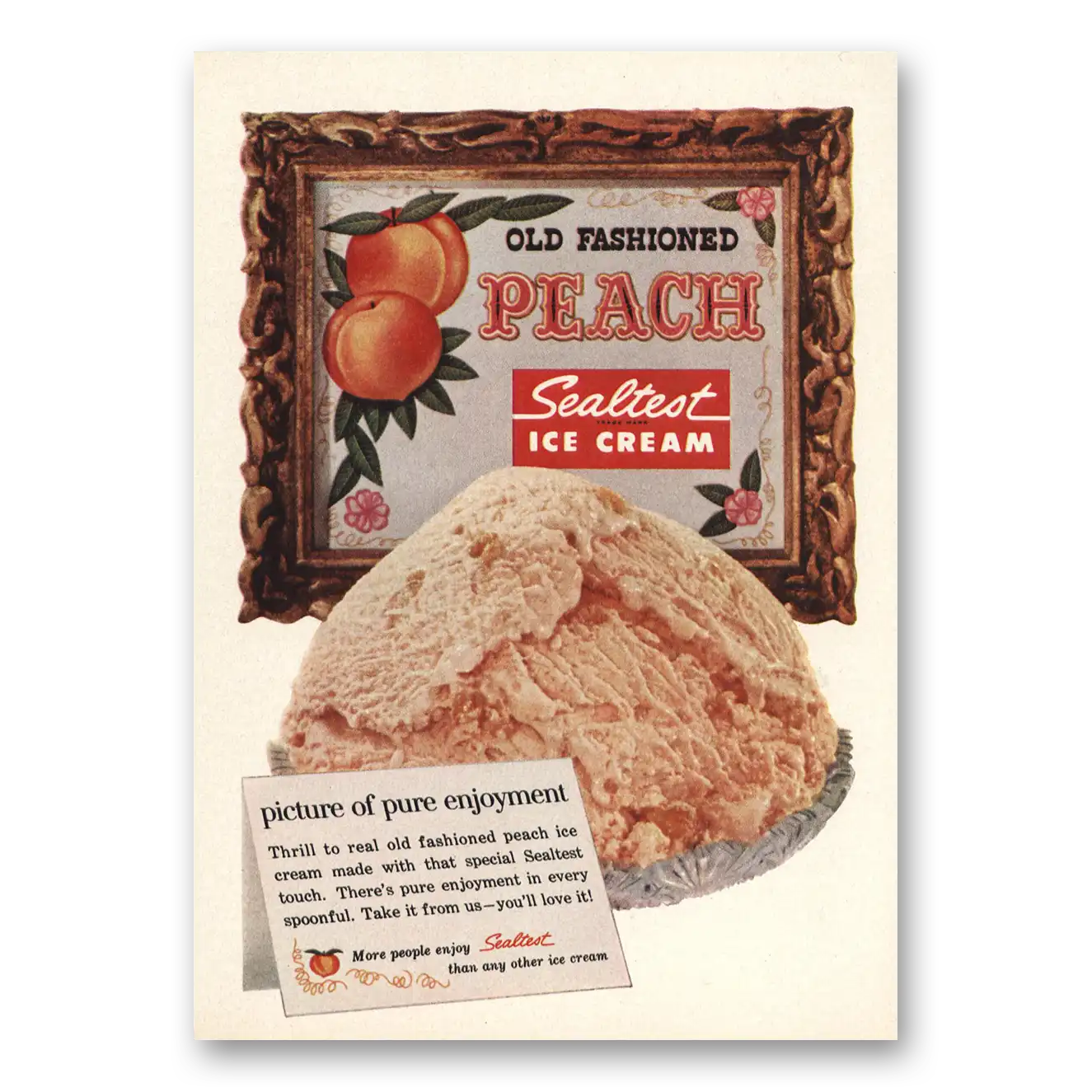 1959 Sealtest Peach Ice Cream Old Fashioned Peach Vintage Magazine Print Ad