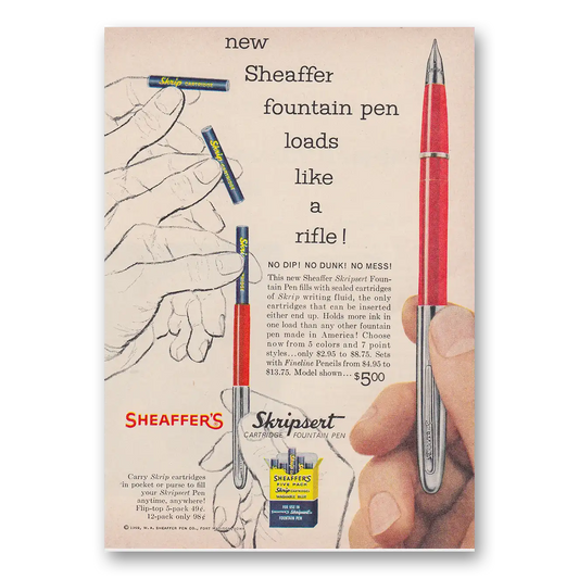 1959 Sheaffers Skripriter Pen Loads Like a Rifle Vintage Magazine Print Ad