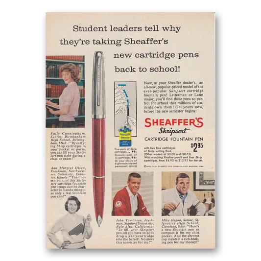 1959 Sheaffers Skripsert Fountain Pen Student Leaders Vintage Magazine Print Ad