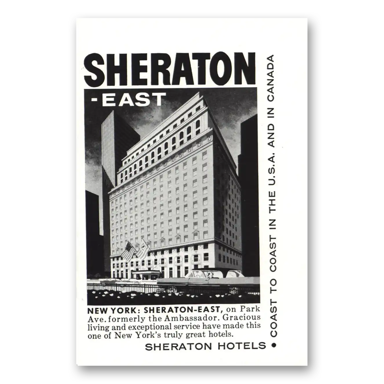 1959 Sheraton East Park Avenue Hotel Formerly the Ambassador Vintage Magazine Print Ad