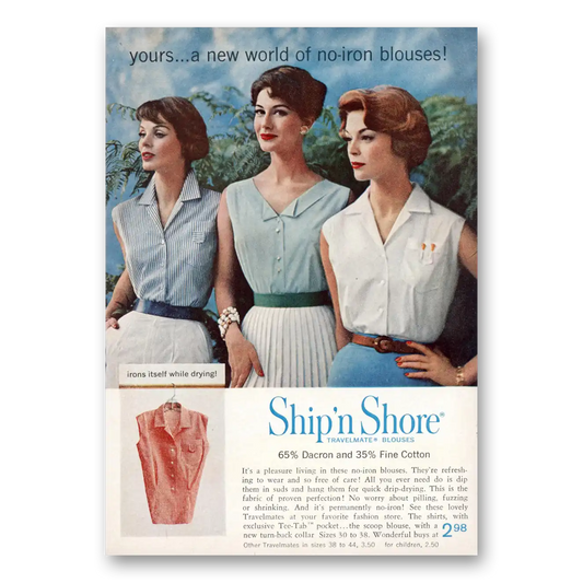 1959 Ship n Shore Blouses No Iron Blouses Vintage Magazine Print Ad