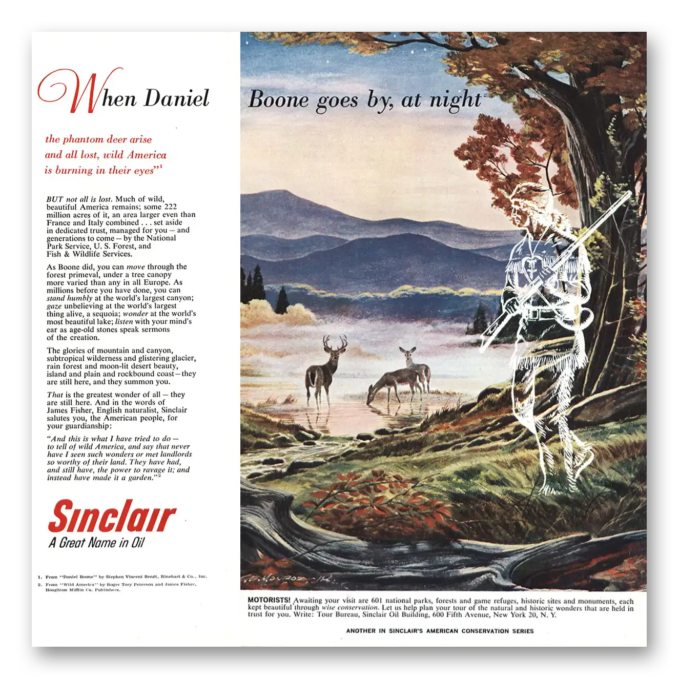 1959 Sinclair Boone Goes By At Night Vintage Magazine Print Ad