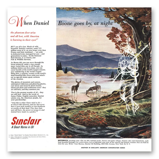 1959 Sinclair Boone Goes By At Night Vintage Magazine Print Ad