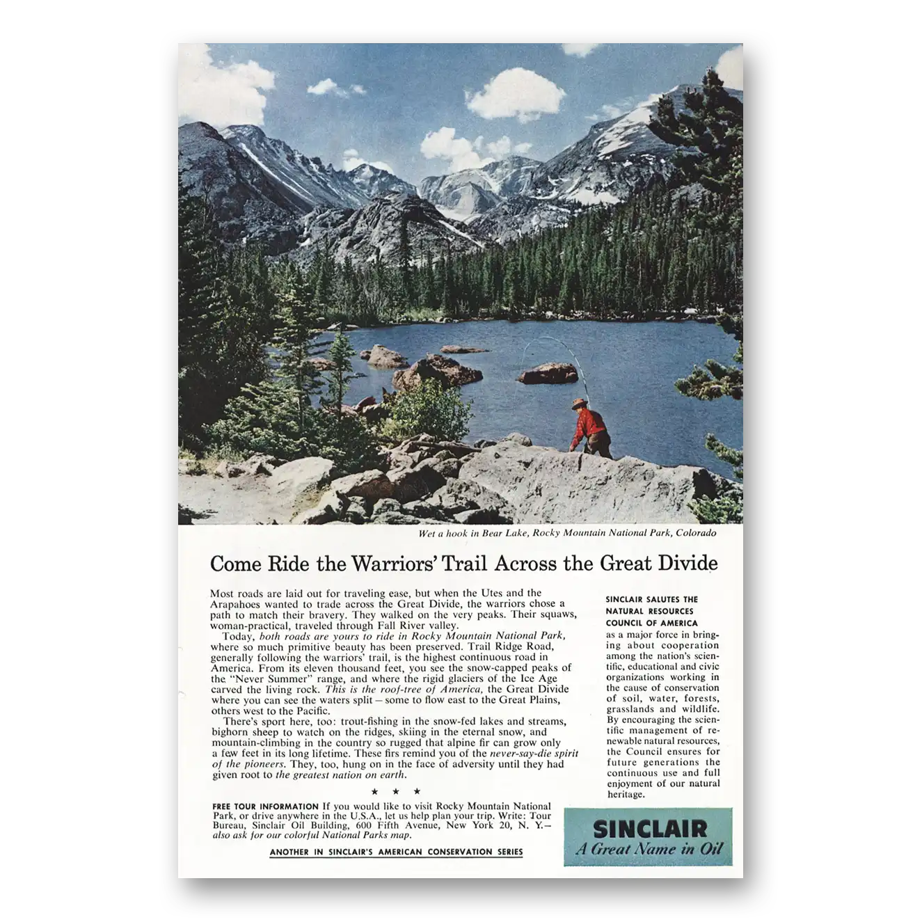 1959 Sinclair Bear Lake Come Ride the Warriors Trail Vintage Magazine Print Ad