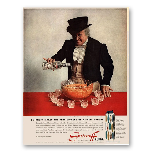 1959 Smirnoff Vodka Makes the Very Dickens of Fruit Punch Vintage Magazine Print Ad