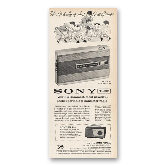 1959 Sony Radio Worlds Slimmest Most Powerful Pocket Portable Vintage Magazine Print Ad