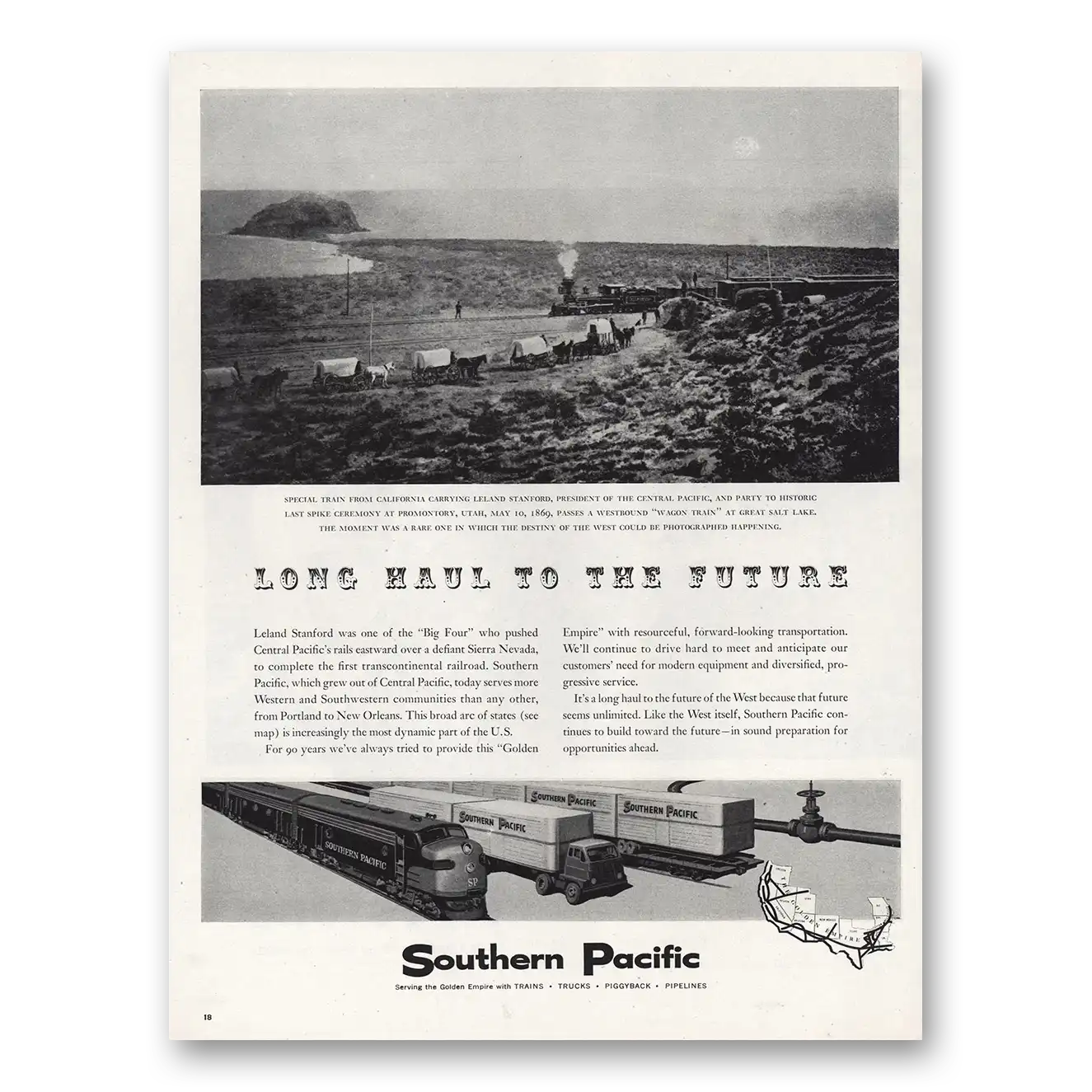 1959 Southern Pacific Long Haul to the Future Vintage Magazine Print Ad