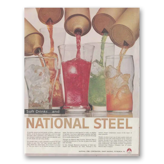 1959 National Steel Soft Drinks and National Steel Vintage Magazine Print Ad