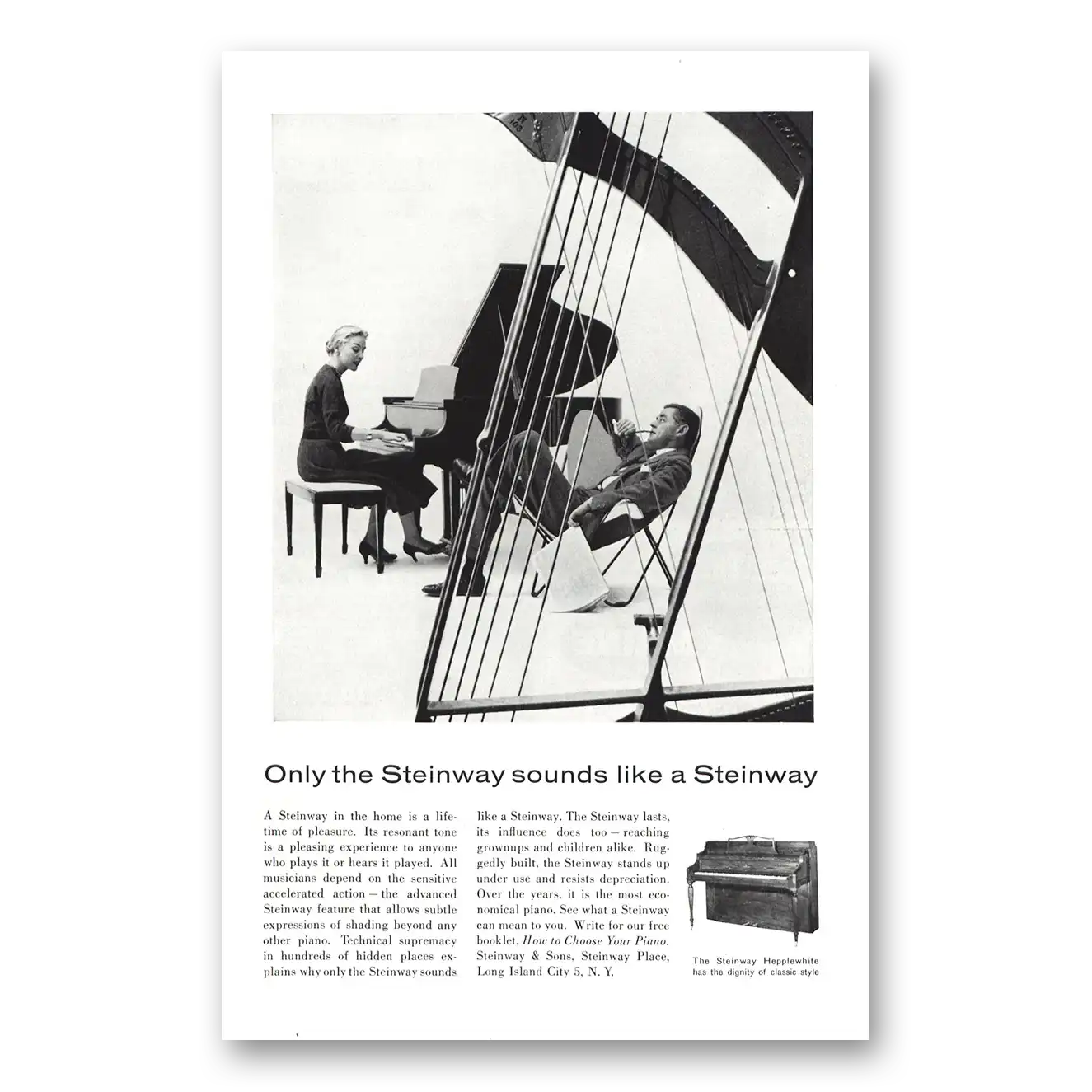 1959 Steinway Piano Only the Steinway Sounds Like a Steinway Vintage Magazine Print Ad