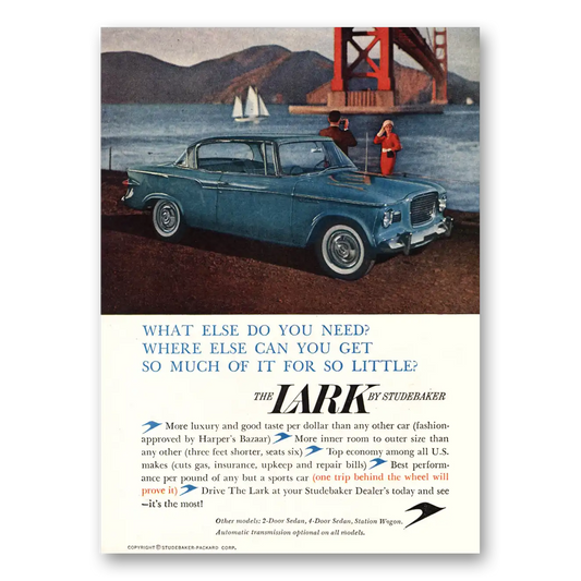 1959 Studebaker Lark What Else Do You Need Bridge Vintage Magazine Print Ad