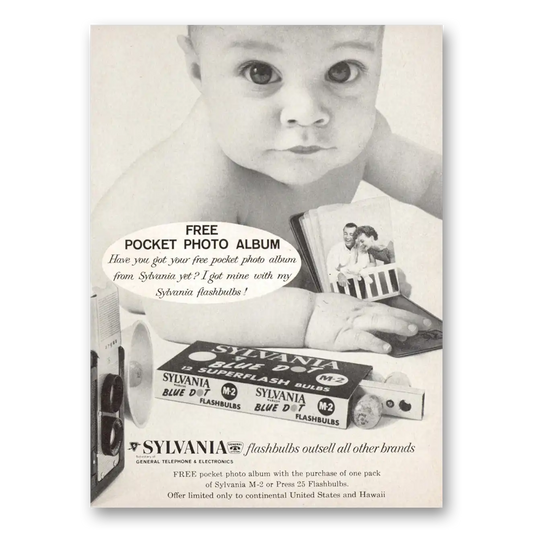 1959 Sylvania Flashbulbs Pocket Photo Album Vintage Magazine Print Ad