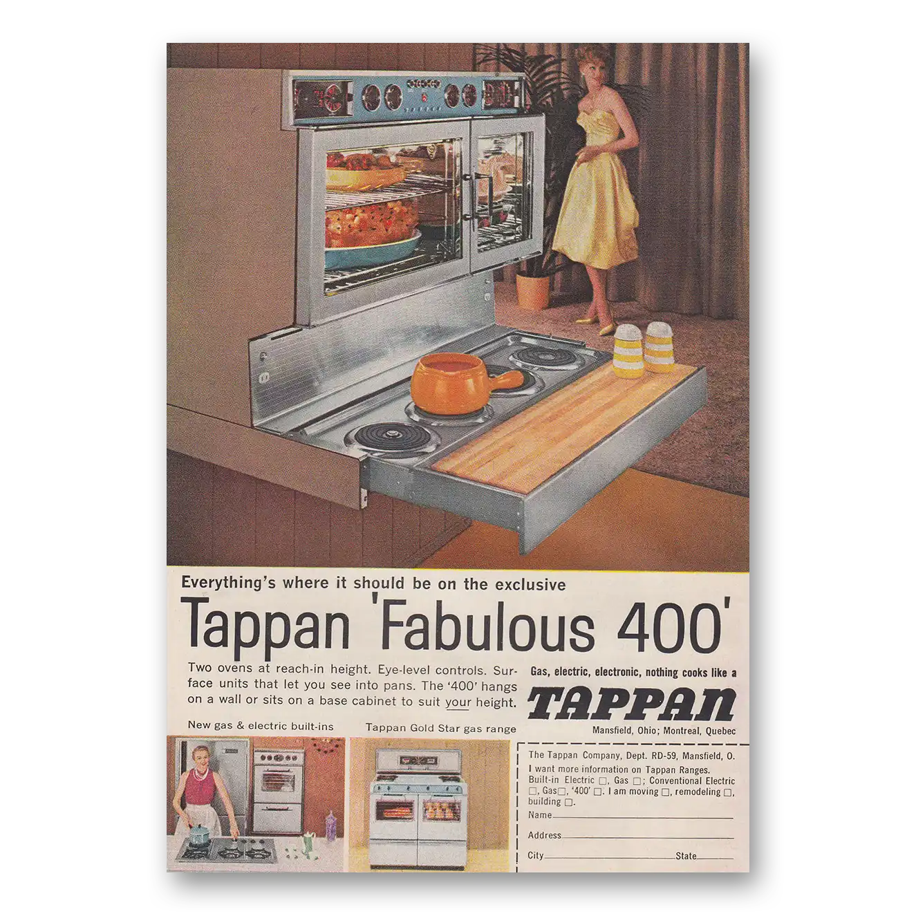 1959 Tappan Range Everythings Where It Should Be Vintage Magazine Print Ad