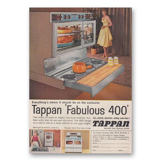 1959 Tappan Range Everythings Where It Should Be Vintage Magazine Print Ad