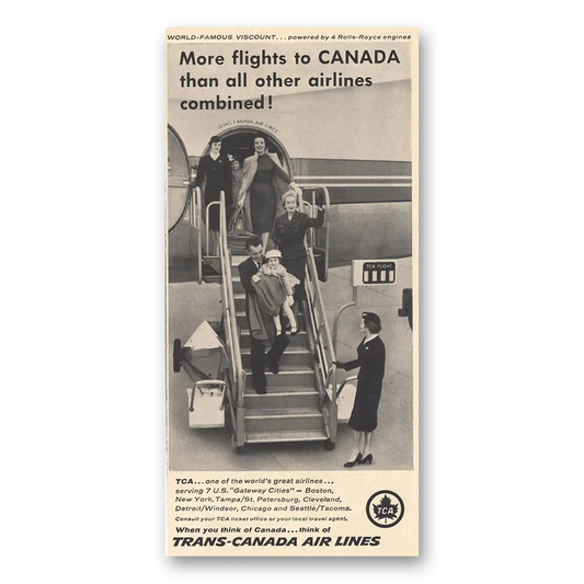 1959 TCA Air Canada More Flights to Canada Stairs Vintage Magazine Print Ad