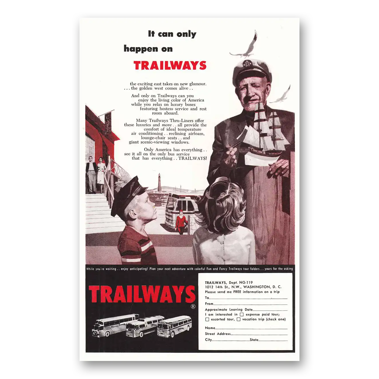 1959 Trailways Boat Captain Model Boat Vintage Magazine Print Ad