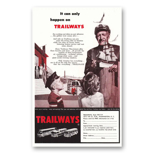 1959 Trailways Boat Captain Model Boat Vintage Magazine Print Ad