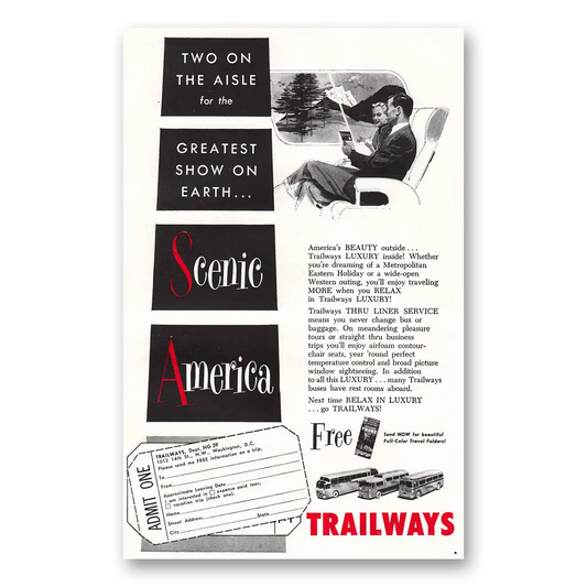 1959 Trailways Two On the Aisle Vintage Magazine Print Ad