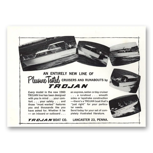 1959 Trojan Boat Pleasure Tested Vintage Magazine Print Ad