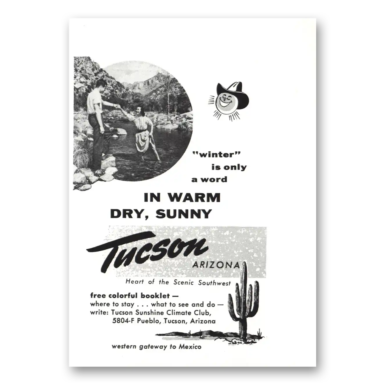 1959 Tucson Arizona Winter Is Only a Word Vintage Magazine Print Ad