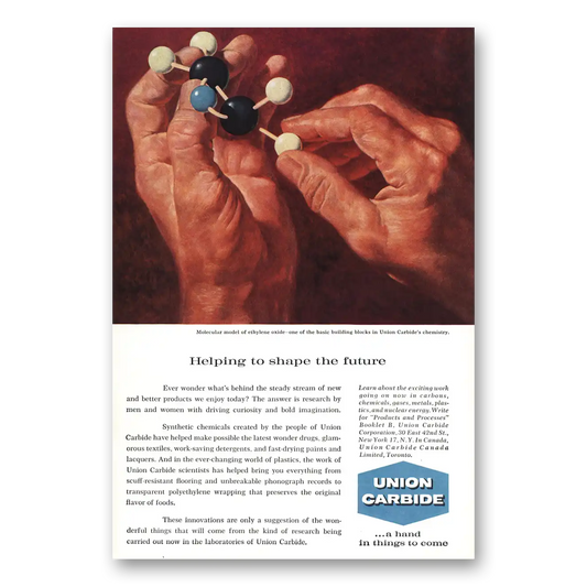 1959 Union Carbide Molecular Model Helping to Shape the Future Vintage Magazine Print Ad