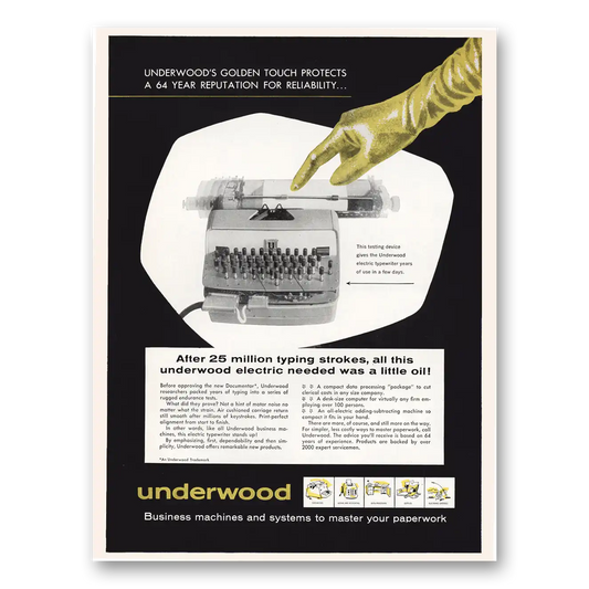 1959 Underwood Typewriter Golden Touch Vintage Magazine Print Ad