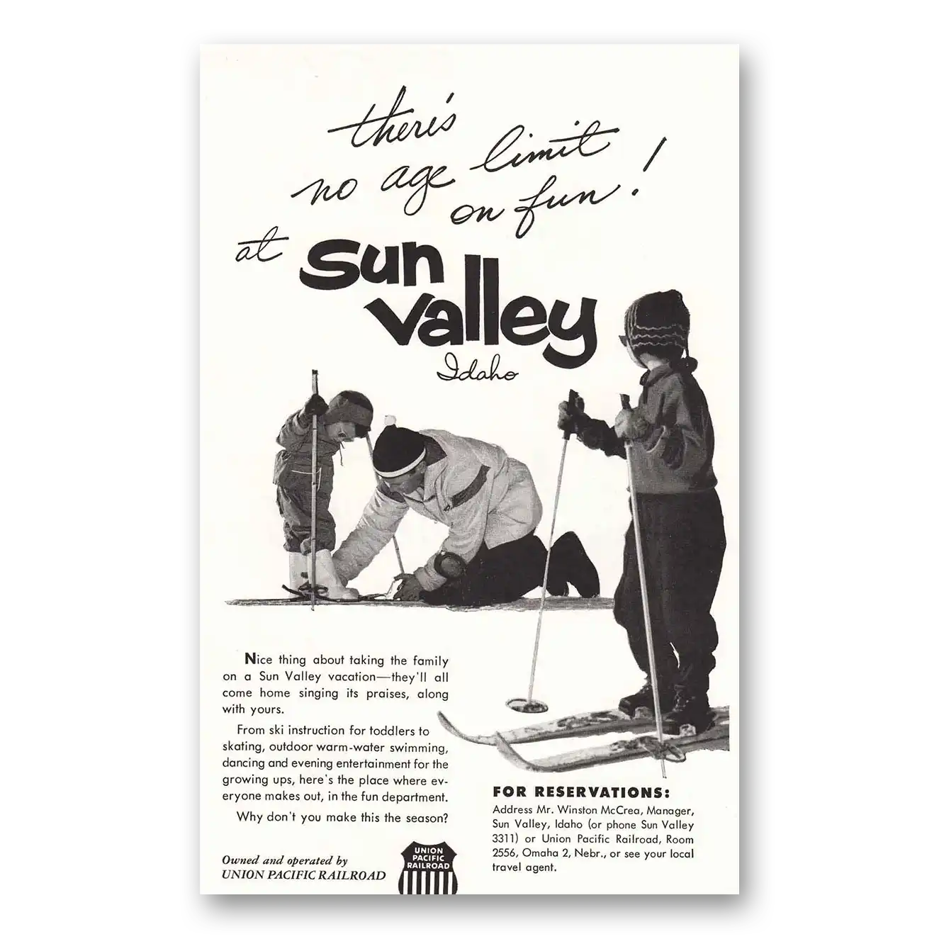 1959 Sun Valley Idaho No Age Limit Vintage Magazine Print Ad