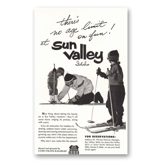 1959 Sun Valley Idaho No Age Limit Vintage Magazine Print Ad