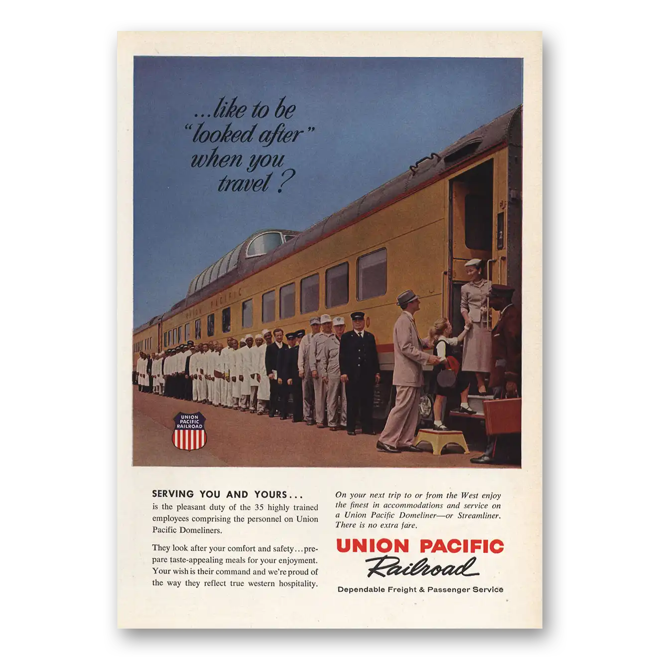 1959 Union Pacific Railroad Looked After When You Travel Vintage Magazine Print Ad