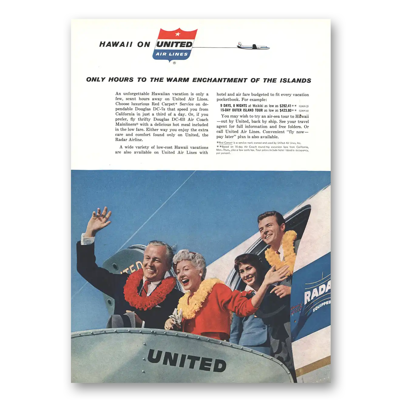 1959 United Airlines Warm Enchantment of the Islands Vintage Magazine Print Ad