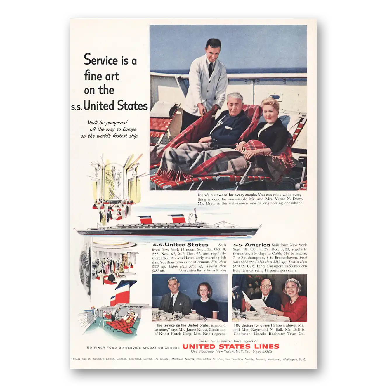 1959 United States Lines Service Is a Fine Art Vintage Magazine Print Ad