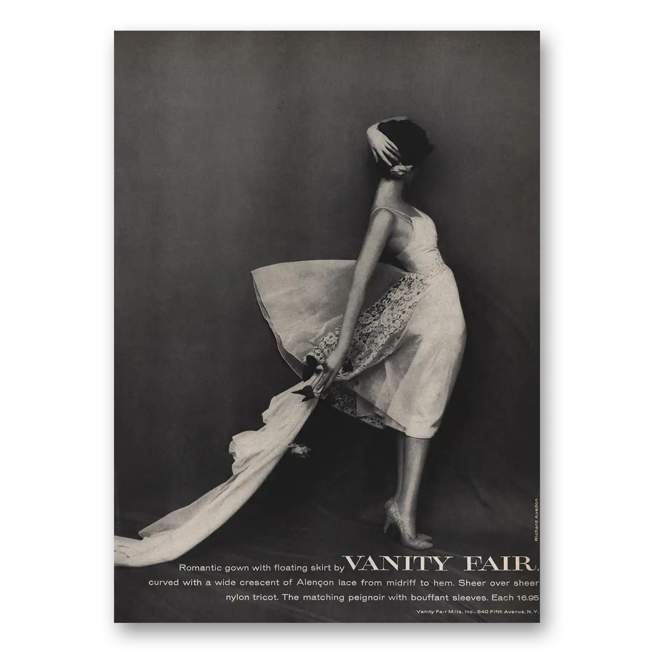 1959 Vanity Fair Undergarments Romantic Gown With Floating Skirt Vintage Magazine Print Ad