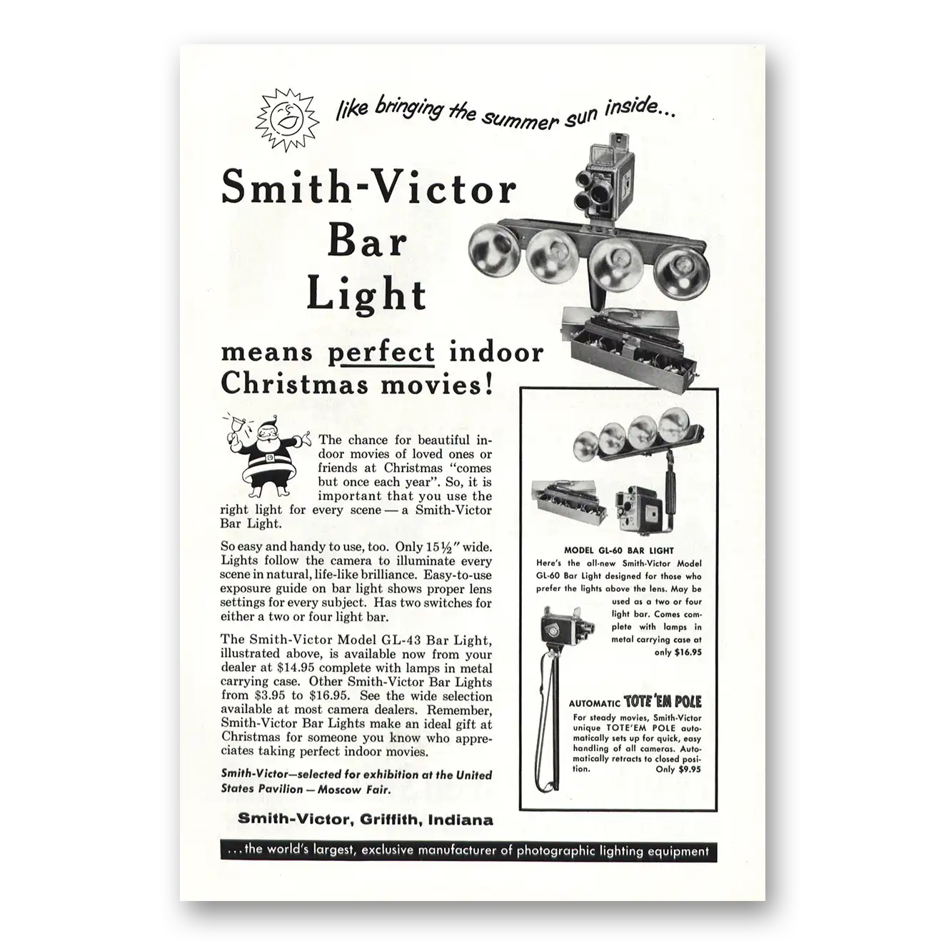 1959 Smith Victor Bar Light Perfect Indoor Christmas Movies Vintage Magazine Print Ad