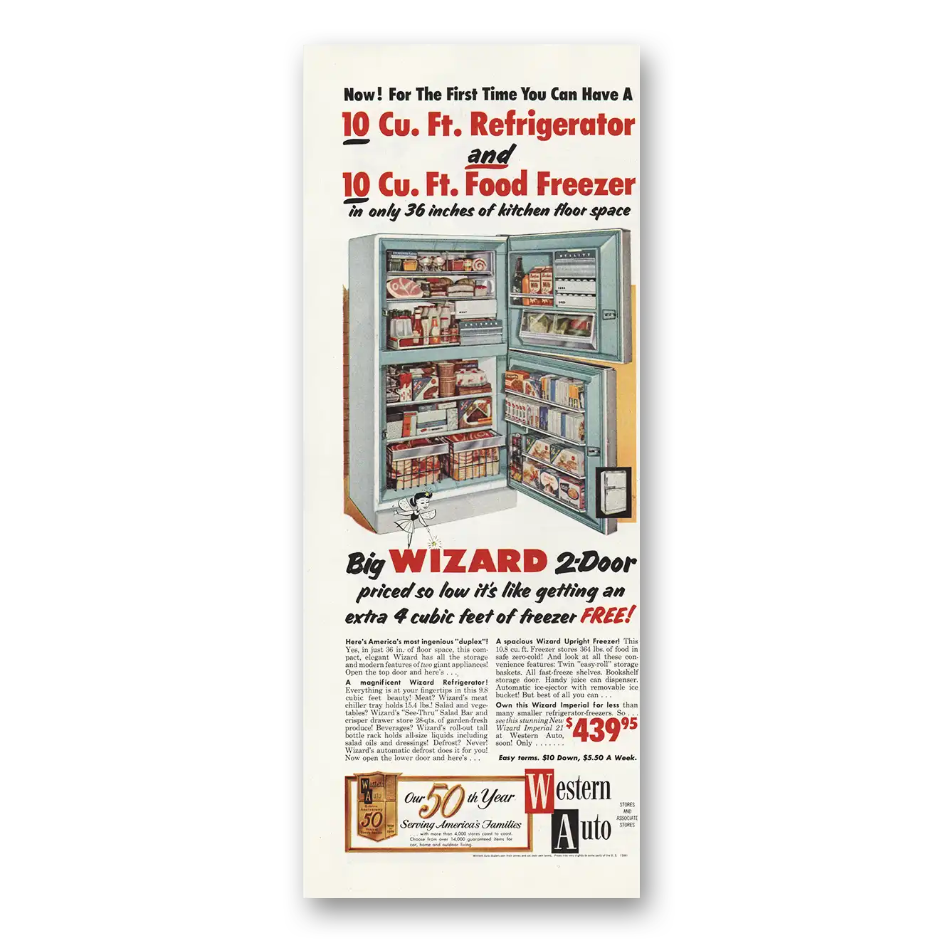 1959 Wizard Refrigerator Imperial Refrigerator Food Freezer Vintage Magazine Print Ad