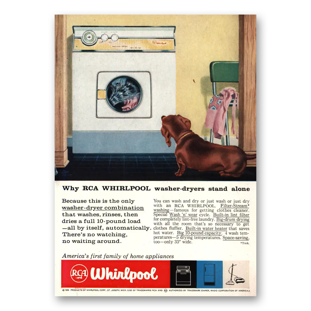 1959 Whirlpool Washer Dryer Washer Dryers Stand Alone Vintage Magazine Print Ad