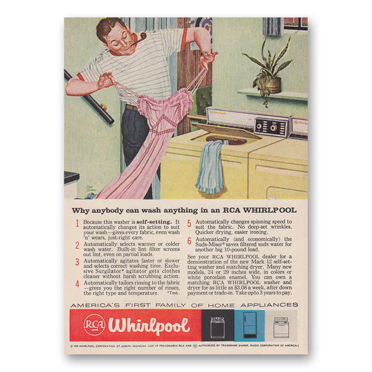 1959 Whirlpool Washer Dryer Washer Why Anybody Can Wash Anything Vintage Magazine Print Ad