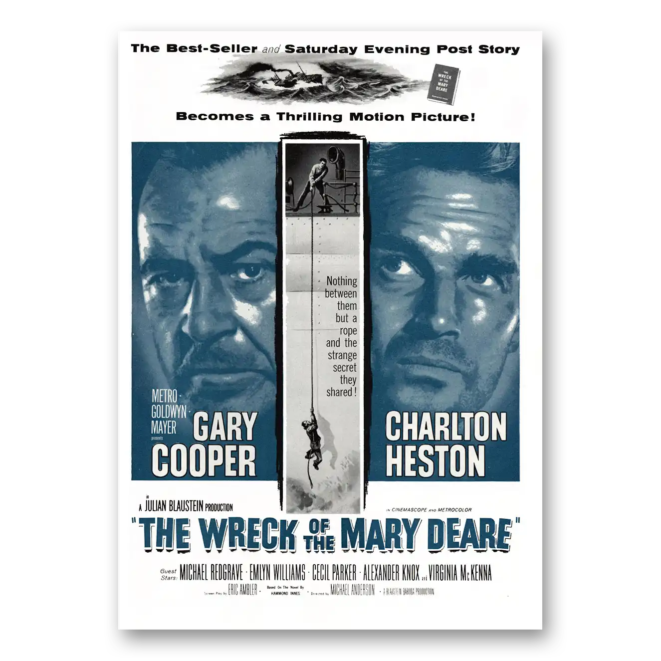 1959 Wreck of the Mary Deare Movie Promo Gary Cooper and Charlton Heston Vintage Magazine Print Ad