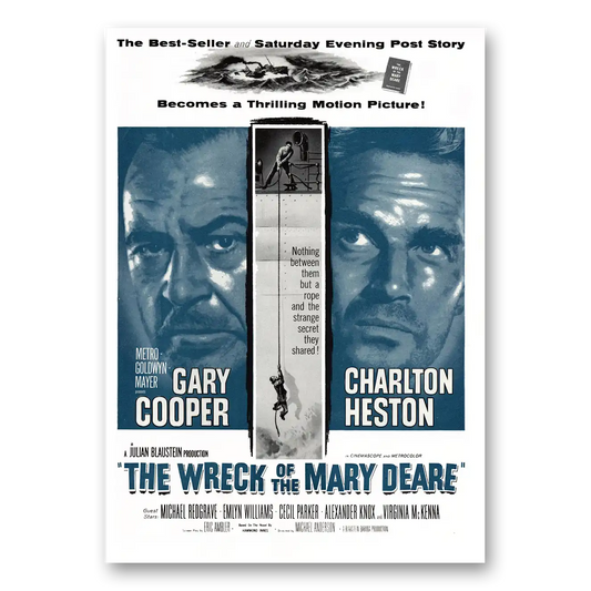 1959 Wreck of the Mary Deare Movie Promo Gary Cooper and Charlton Heston Vintage Magazine Print Ad