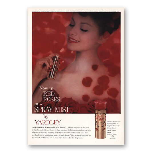 1959 Red Roses Cologne Mist Scent Yourself At the Touch of Button Vintage Magazine Print Ad