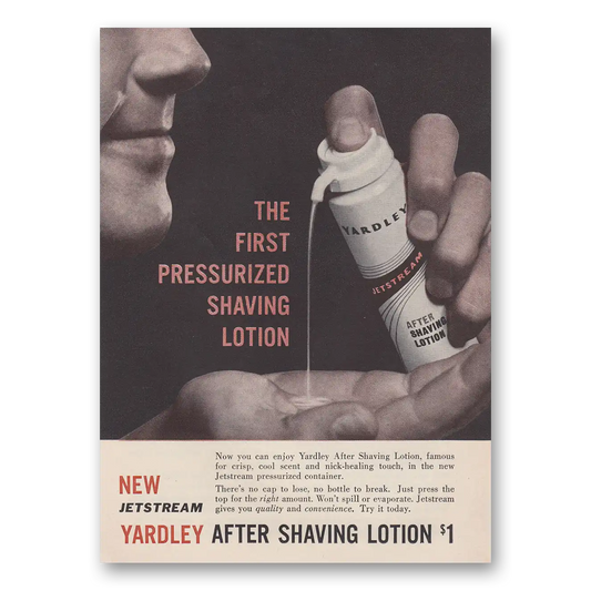 1959 Yardley After Shaving Lotion First Pressurized Shaving Lotion Vintage Magazine Print Ad