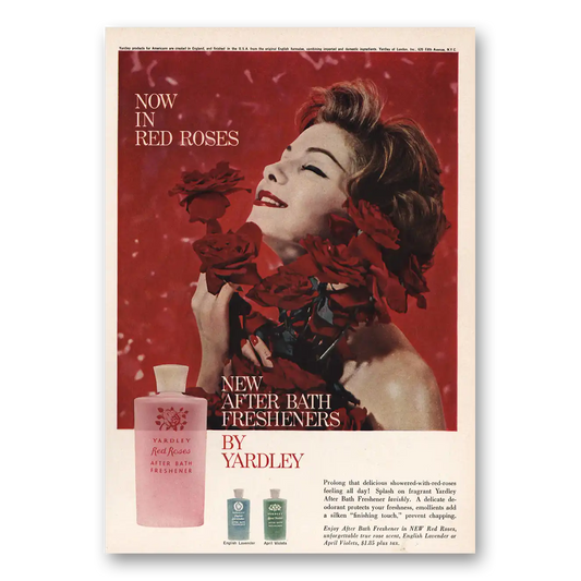 1959 Red Roses Cologne After Bath Fresheners Vintage Magazine Print Ad