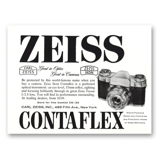 1959 Zeiss Ikon Contaflex Camera Great In Optics Vintage Magazine Print Ad