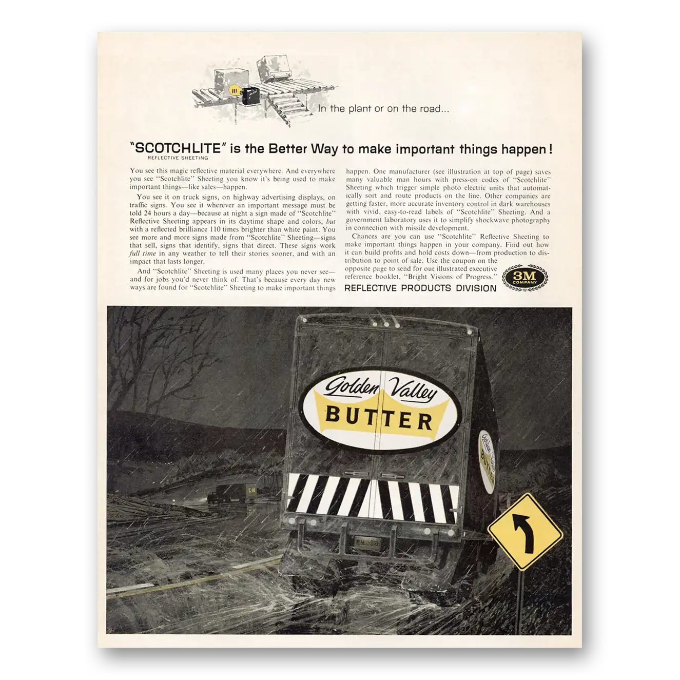 1960 3M Scotchlite Better Way Golden Valley Butter Vintage Magazine Print Ad