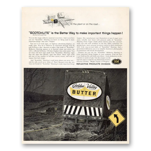 1960 3M Scotchlite Better Way Golden Valley Butter Vintage Magazine Print Ad