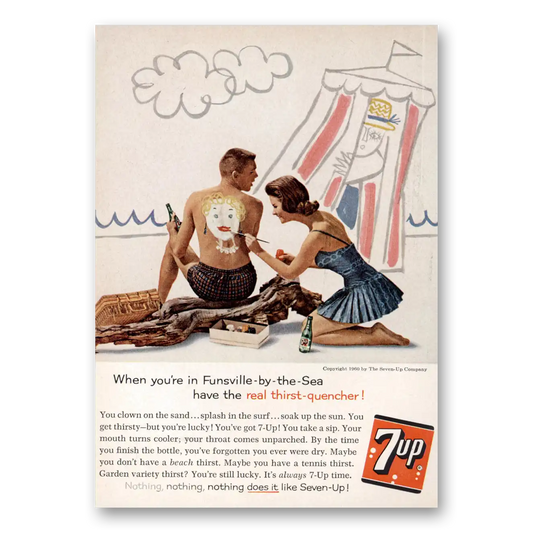 1960 7Up Funsville By the Sea Vintage Magazine Print Ad