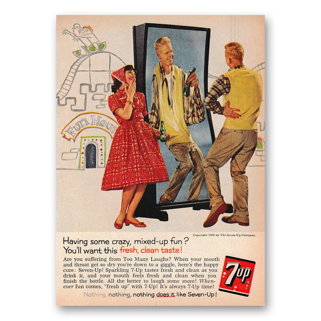 1960 7Up Having Some Crazy Mixed Up Fun Vintage Magazine Print Ad