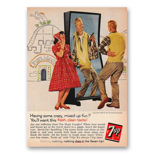 1960 7Up Having Some Crazy Mixed Up Fun Vintage Magazine Print Ad