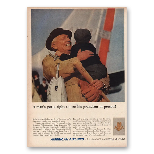 1960 American Airlines Mans Got a Right To See Grandson Vintage Magazine Print Ad