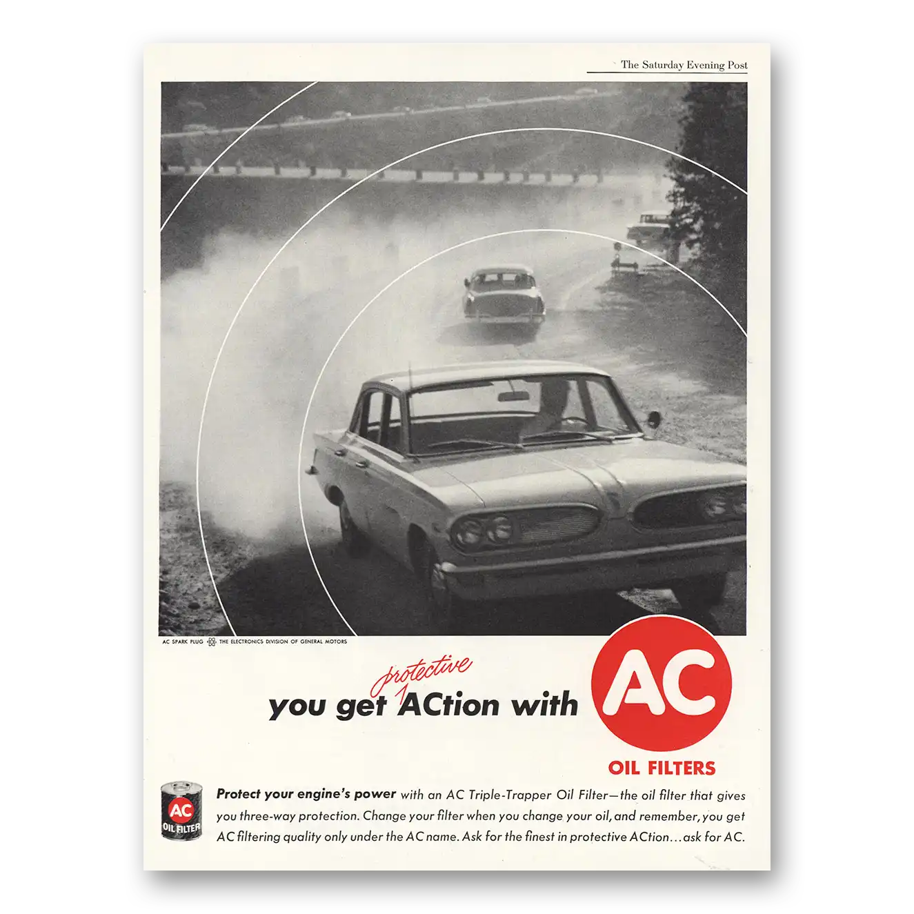 1960 AC Oil Filter Protect Your Engines Power Vintage Magazine Print Ad